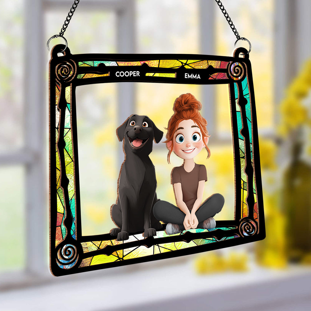 Custom Pet & Owner Wood Acrylic Ornament - Personalized Pet Lover Gift