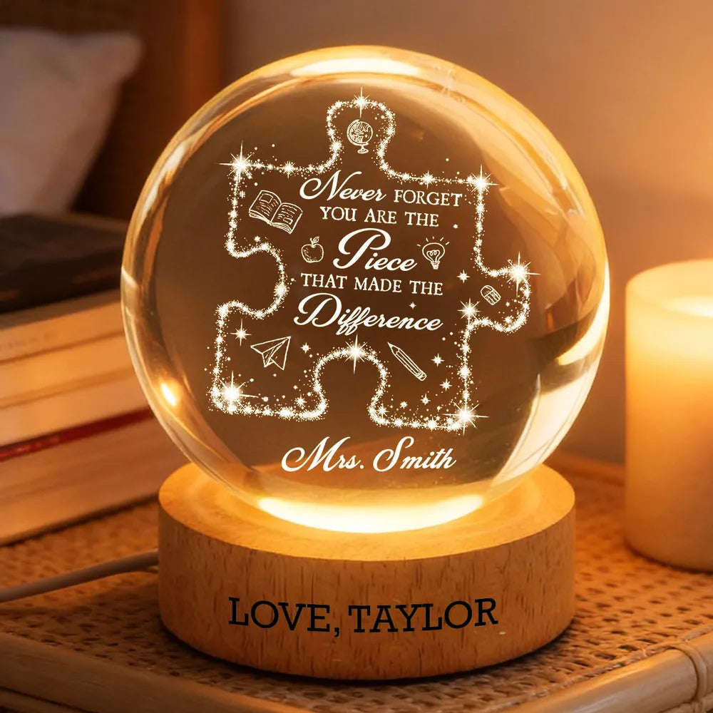 Never Forget The Difference You Make Personalized Globe Lamp, Teacher Thank You Desk Decor, Unique Creative Gift