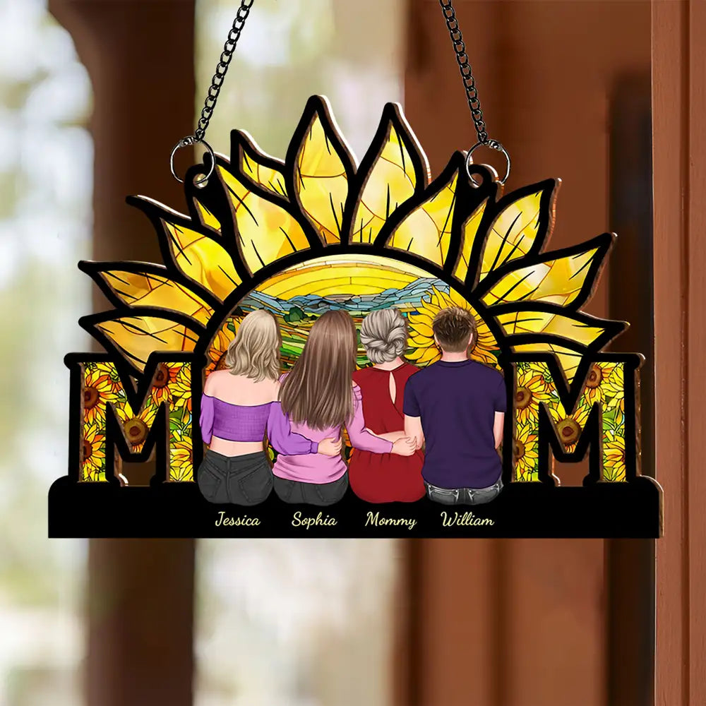 Sunflower MOM Personalized Ornament - Wood & Acrylic Gift