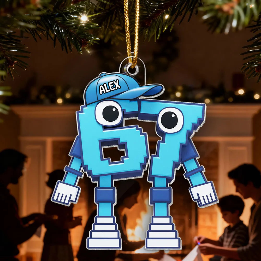 Pixel Number Acrylic Ornament For Kids Gaming Tree Decor Unique Gift For Young Gamers