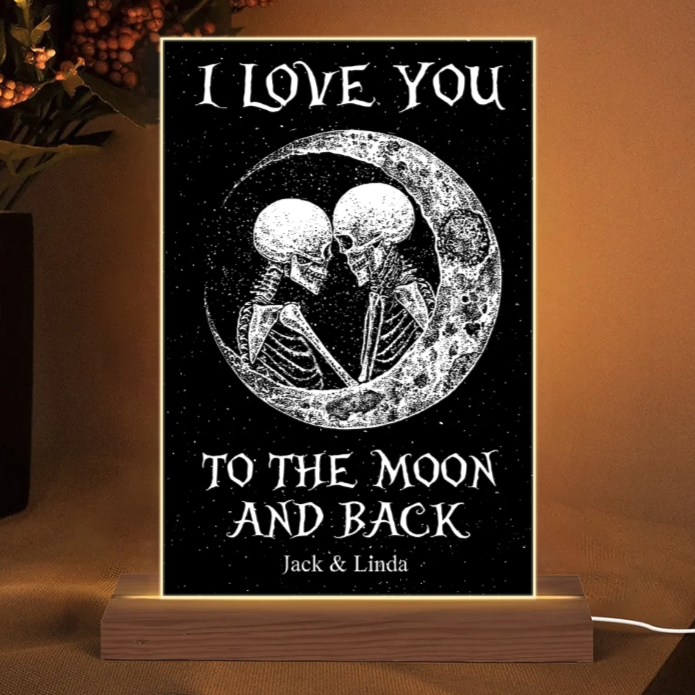 Gothic Couple Canvas – "I Love You to the Moon and Back" Romantic Home Decoration
