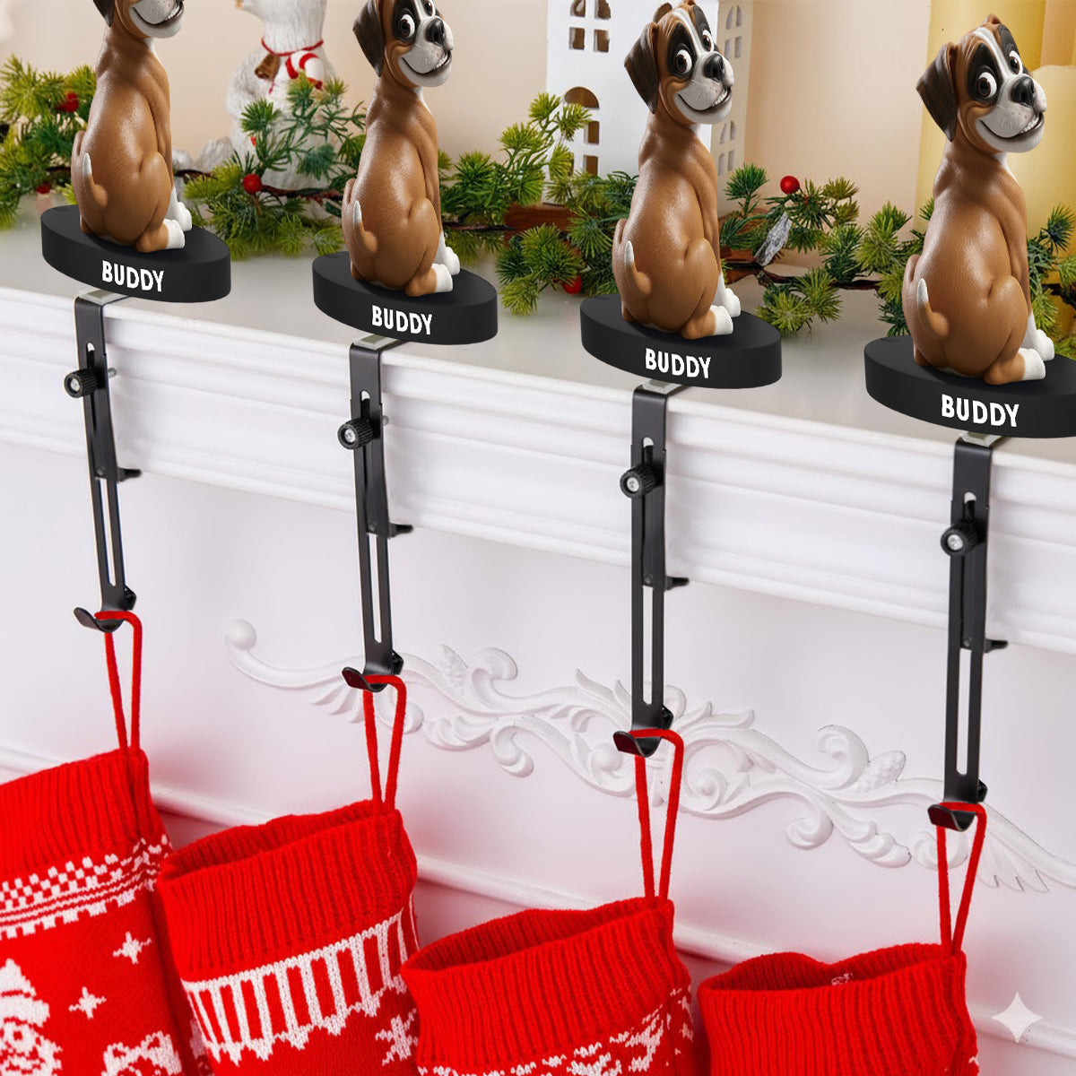 Funny Dogs - Personalized Dog Shaped Stocking Hanger