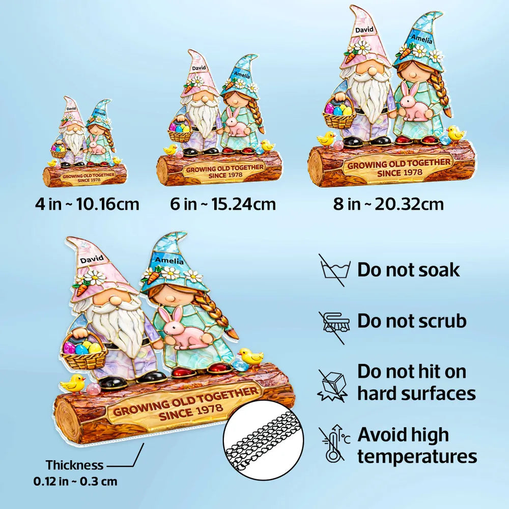 Personalized Acrylic Suncatcher Ornament Cute Gnome Couple Window Decor, Sunlit Colorful Display, Unique Anniversary Gift