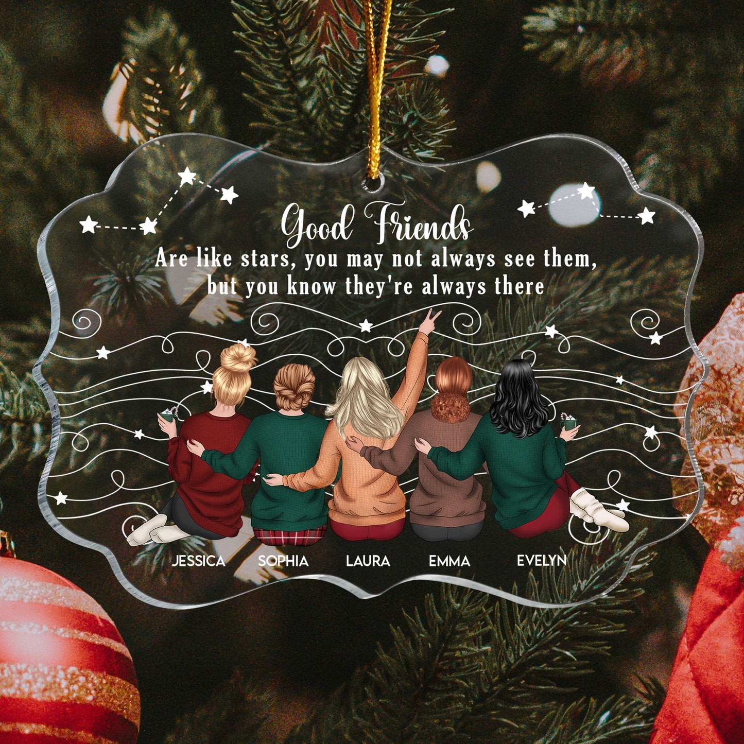 Personalized Acrylic Car Hanger Good Friends Are Like Stars Quote, Cute Rearview Mirror Decor, Unique Gift for Best Friend