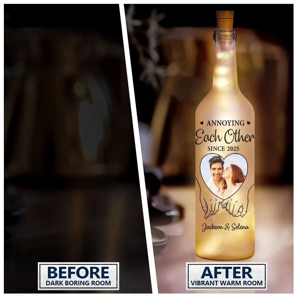 Personalized Bottle Lamp – "You & Me We Got This" Custom Light for Couples