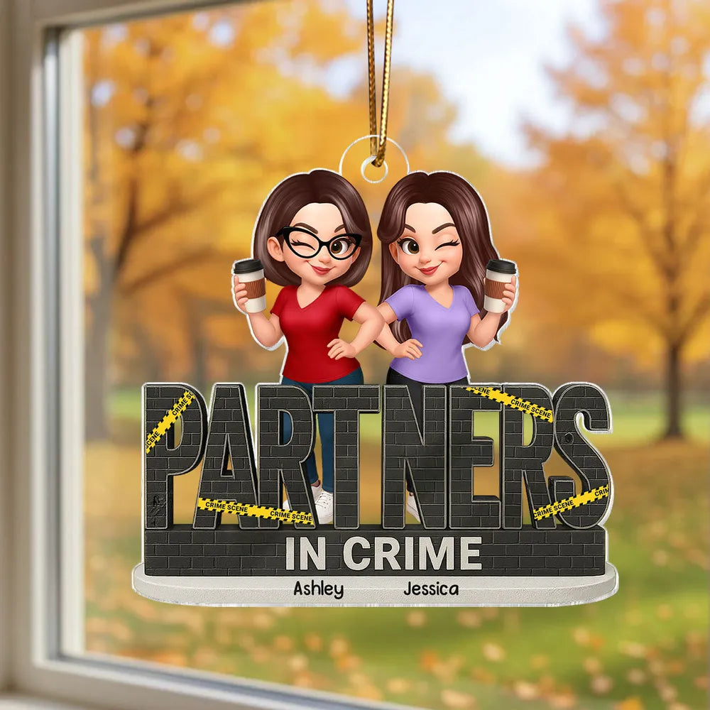 “Partners in Crime” Acrylic Ornament – Personalized Gift for Best Friends