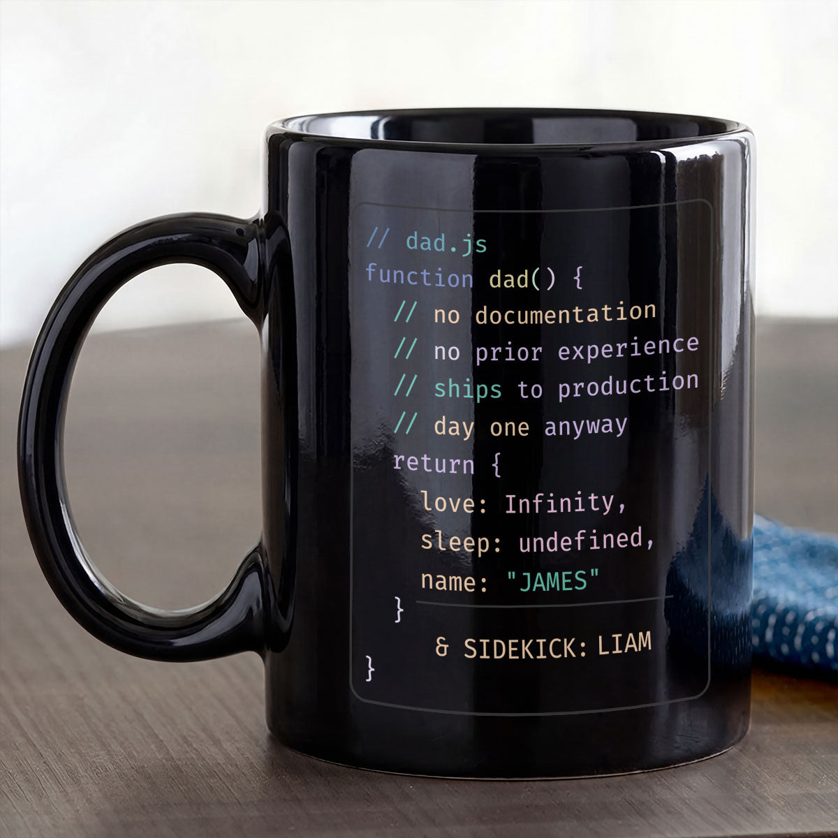 Personalized Dad Code Full Color Mug, Funny Geek Coffee Time Gift, Unique Custom Present for Dad