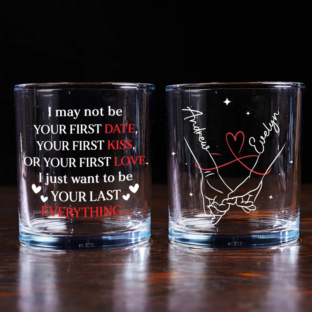 Personalized 'Your Last Everything' Whiskey Glass, Romantic Holding Hands Design, Unique Engraved Gift for Couples