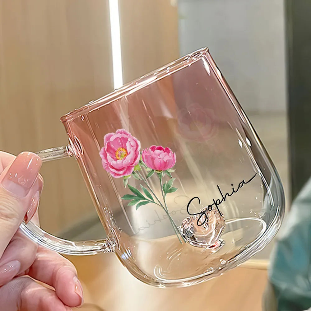 Blooming Gradient Glass Mug – Gift for Sisters, Wife, or Grandma