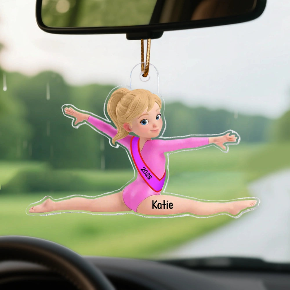 Custom Gymnastics Acrylic Ornament With Pink Leotard Look, Sweet Holiday Tree Decor, Creative Gift For Kids