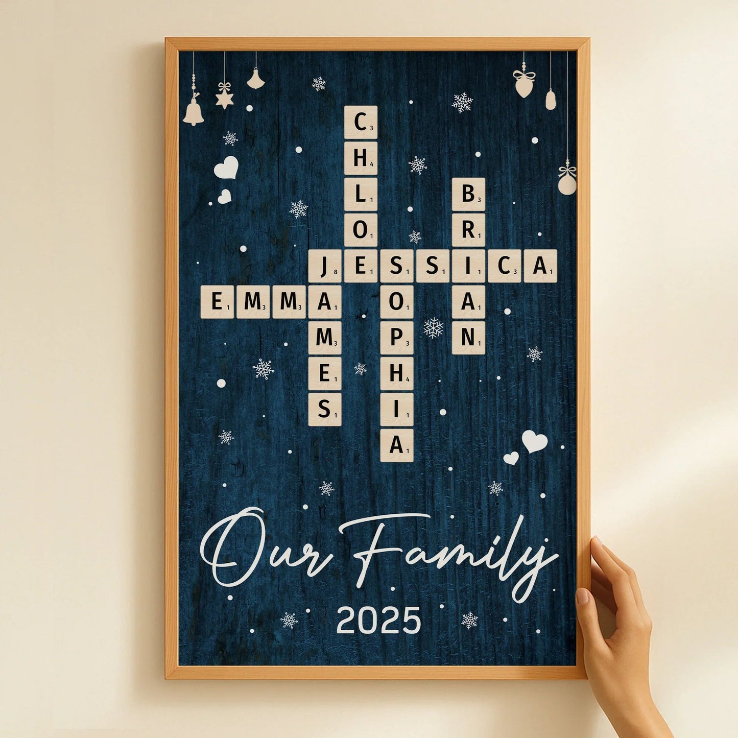 Family Name Crossword Poster | Red Background | Crisp Print & Textured Finish | Perfect Gift for Families