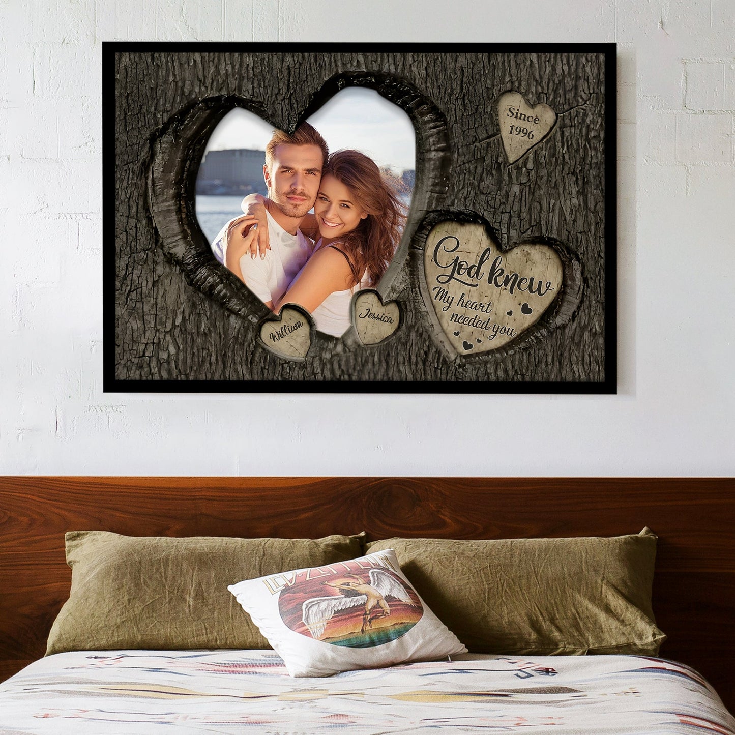 "We Belong Together" Bark Texture Design Custom Canvas, Perfect Gift for Couples, Anniversaries, or Home Decoration