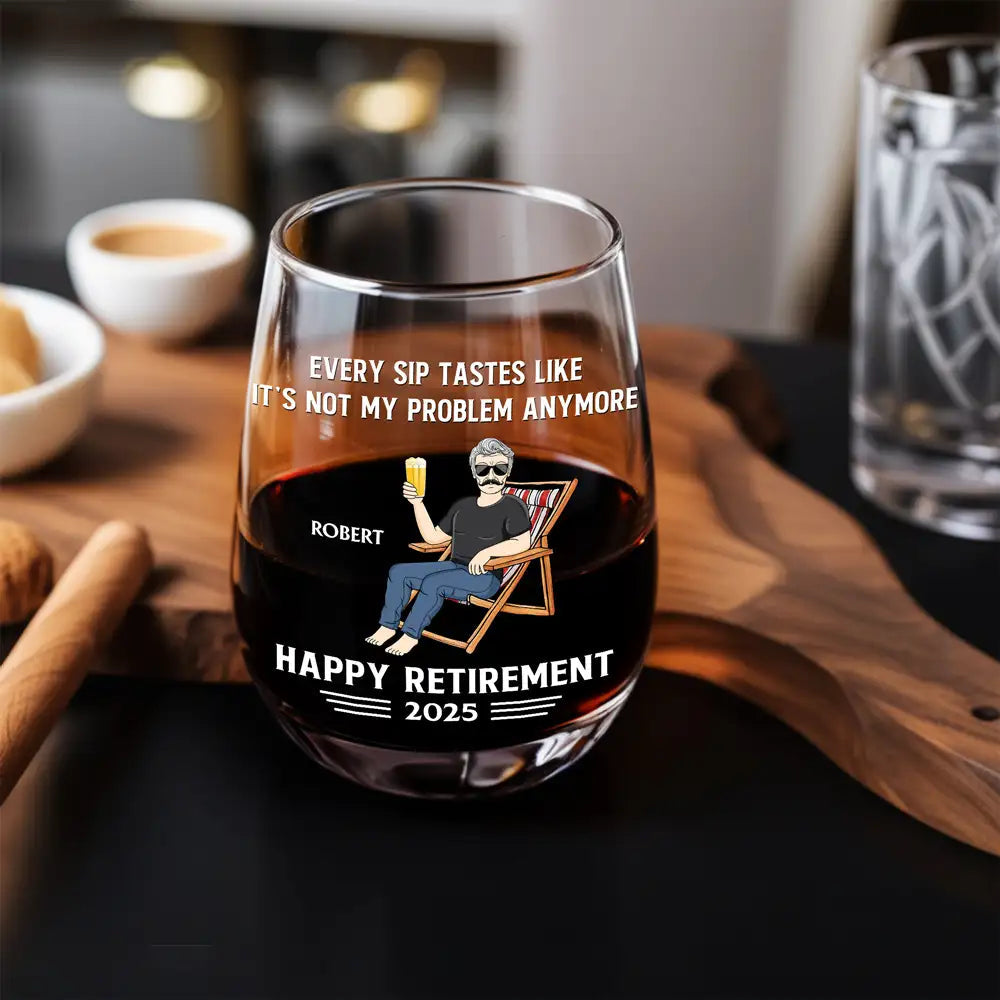 Personalized Retirement Wine Glass – Custom Gift for Retirees