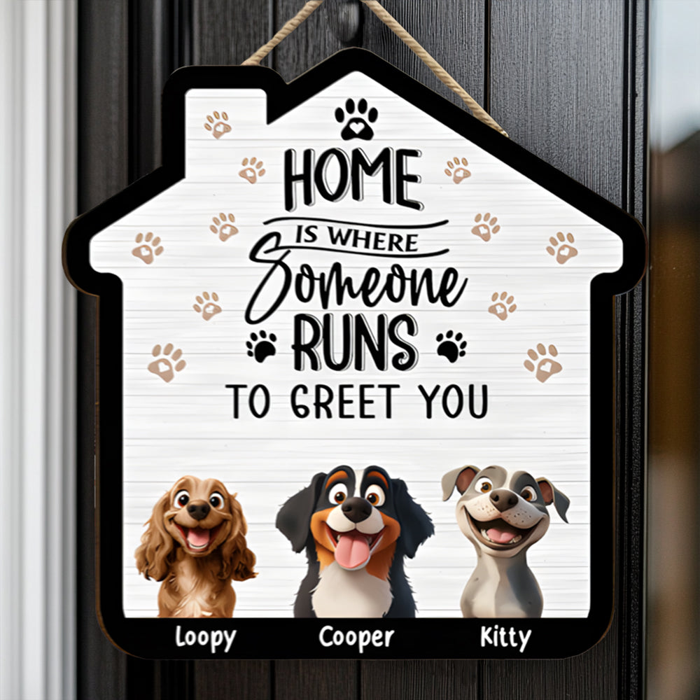 Cute Dog Family Wooden Sign – Perfect Home Decor for Pet Lovers