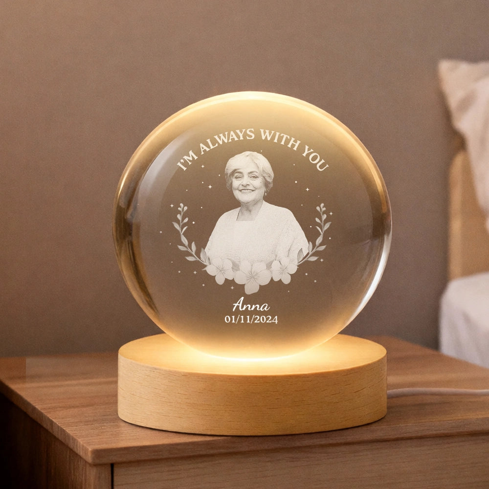 Personalized Globe Lamp Photo Keepsake, I'm Always With You, Warm Memorial Night Light Unique Gift