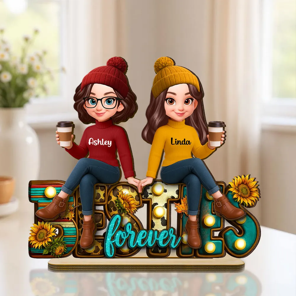 Besties Forever Wooden Plaque, Sunflower Accent Design, Friendship Gift for Her