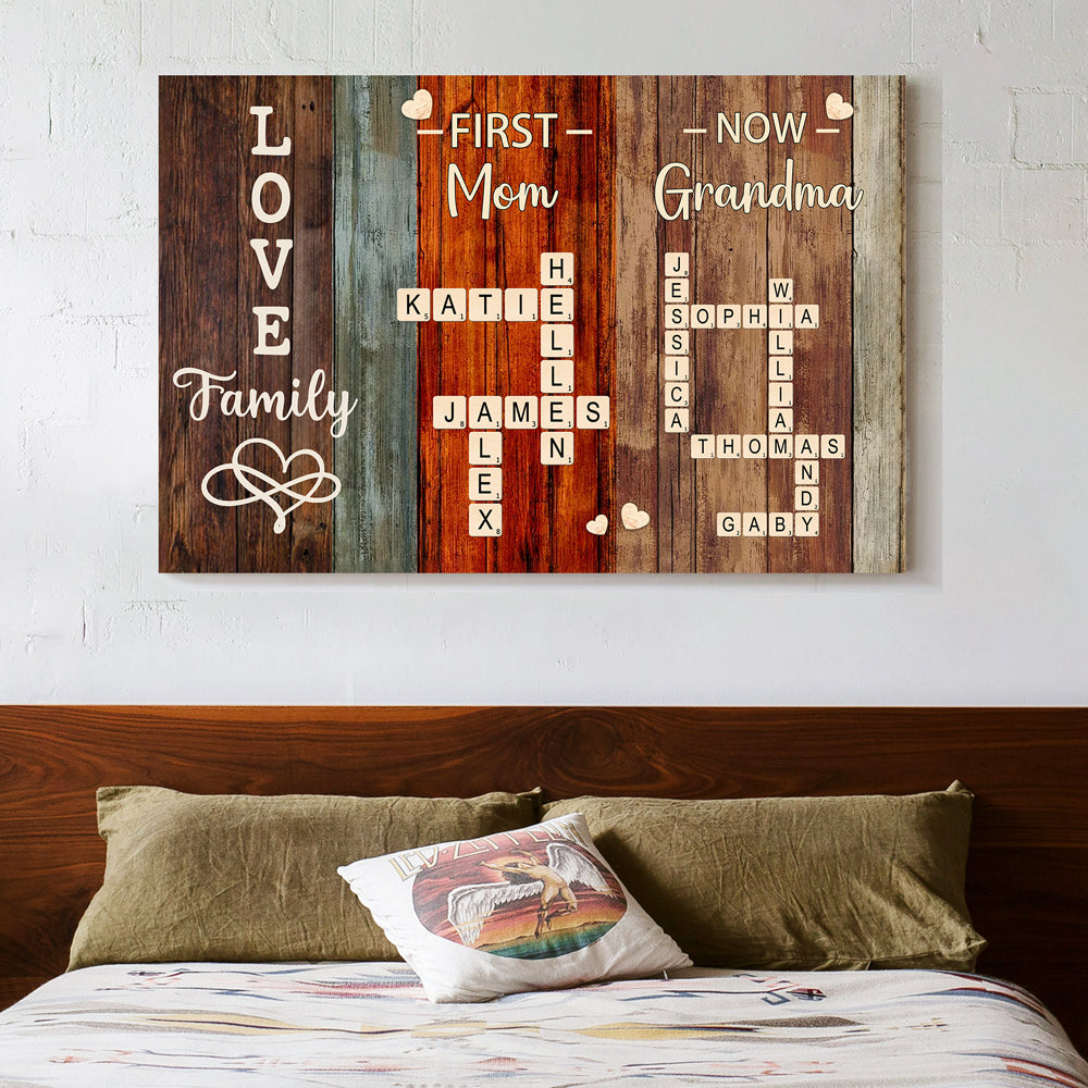 'First Mom, Now Grandma' Family Relationship Custom Canvas – A Perfect Expression of Love and Bond - Personalized Gift for Mother or Daughter
