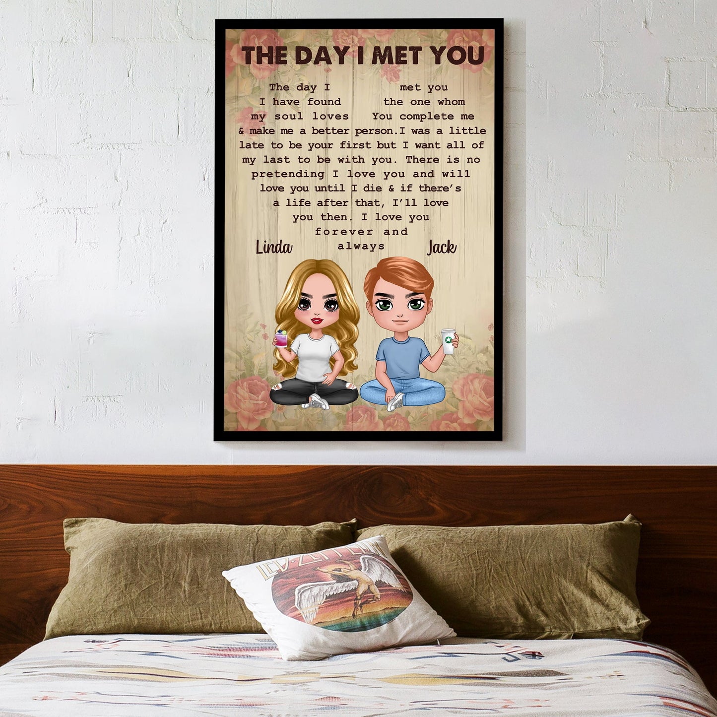 "The Day I Met You" Personalized Couple Poster – Romantic Gift for Anniversaries, Weddings & Valentine's Day