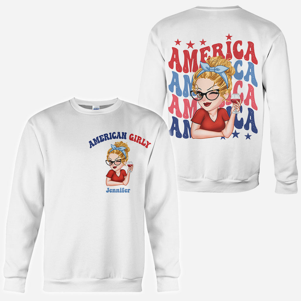 American Girly - Personalized Independence Day/ 4th of July All Over Shirt