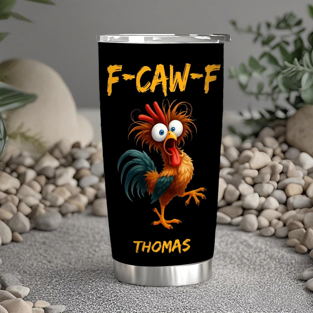 Personalized Insulated Travel Tumbler with Funny Chicken Art, Custom Name, Travel Friendly Mug, Unique Gift for Coffee Lovers