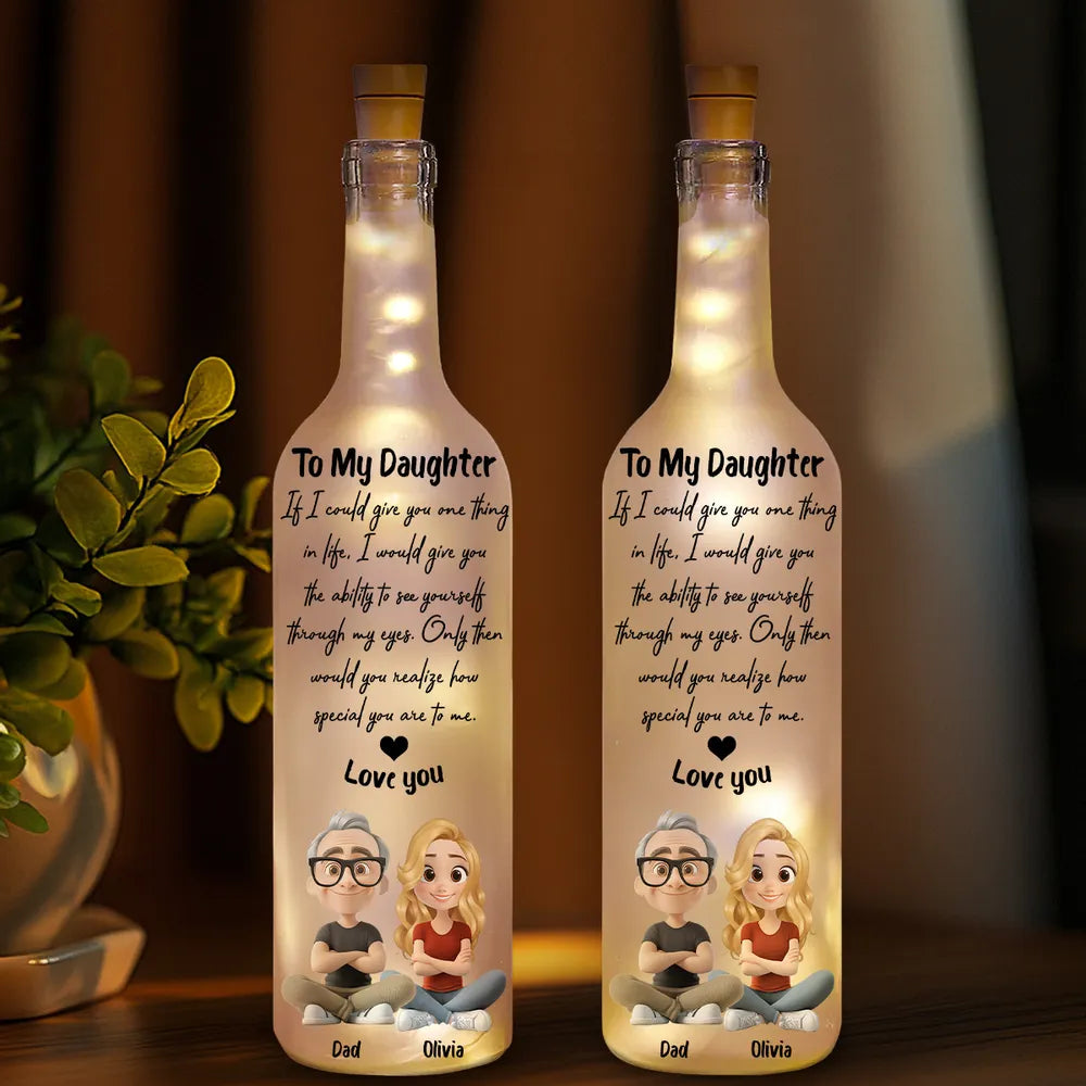 Personalized Bottle Lamp With Daughter Quote, Warm Glow Bedroom Decor, Unique Gift For Daughter From Mom