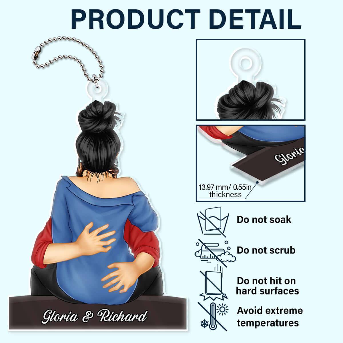 Embrace of Love - Personalized Acrylic Car Hanger for Couples - Ideal for Valentine's & Anniversary Celebrations