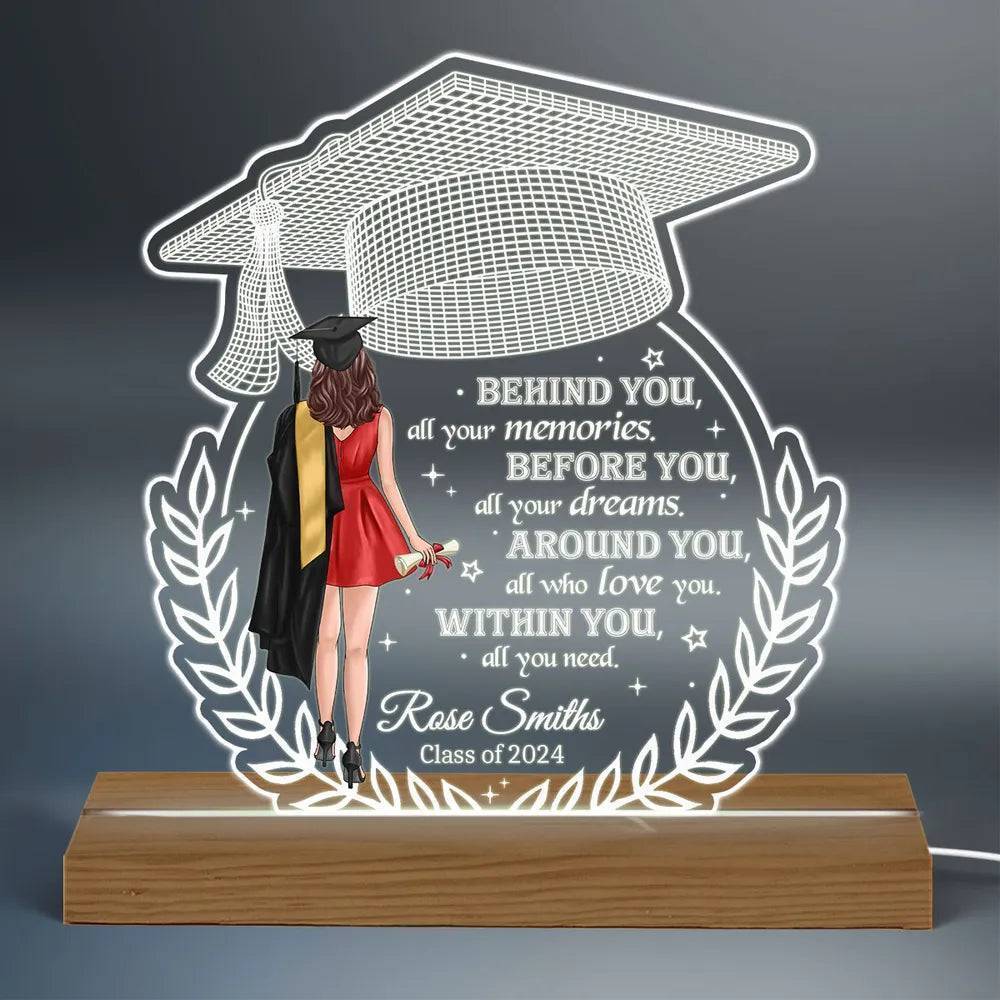 "Personalized 'Behind You All Your Memories' Graduation Gift Custom Shape Warm LED Night Light Plaque"