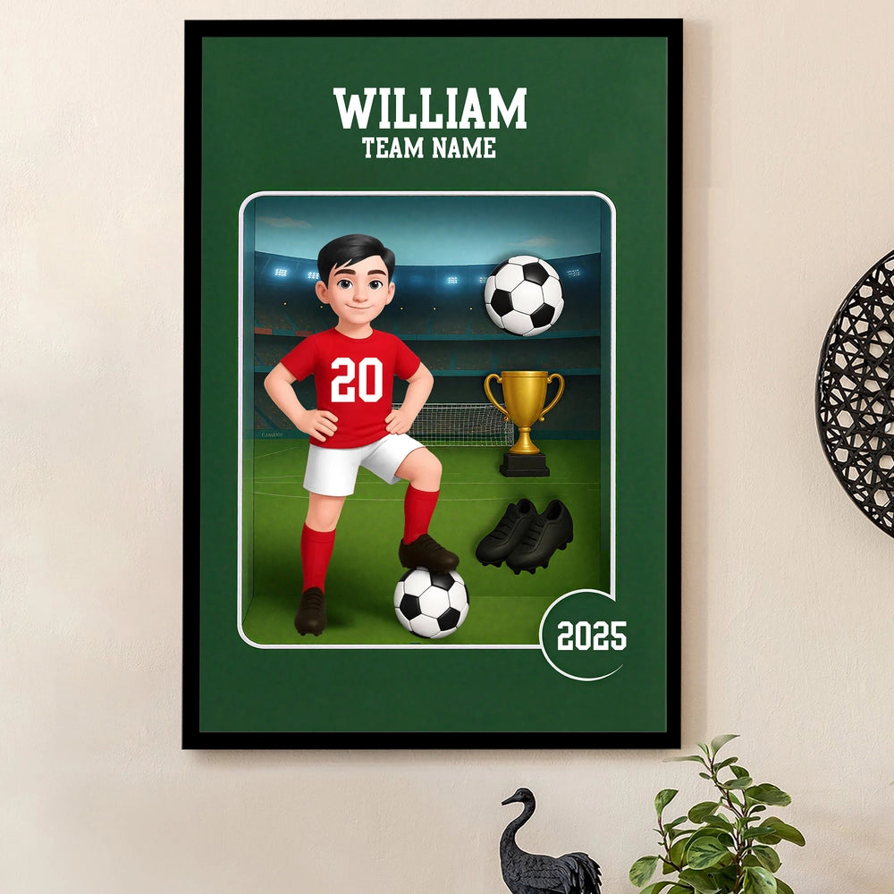 Acrylic Block Plaque - Customizable Soccer Keepsake, stadium design, player with ball - Creative Gift for Kids & Teams