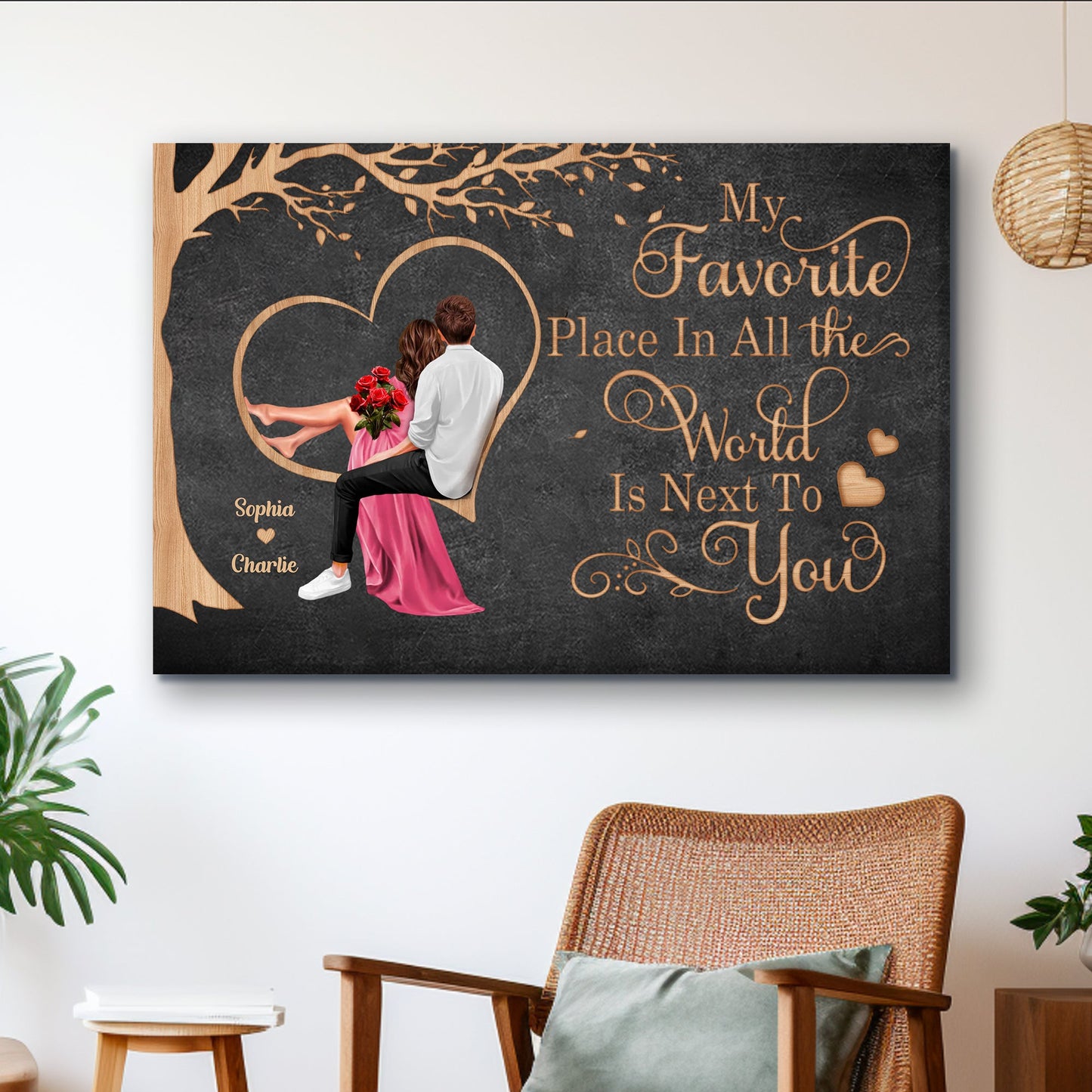 Personalized "My Favorite Place In All The World" Poster or Canvas – Perfect Valentine's Day Gift for Couples
