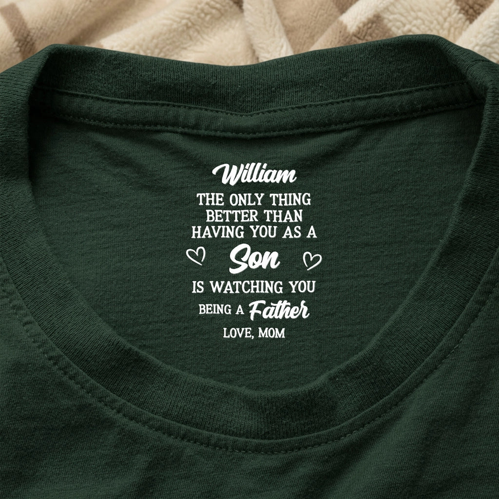 Personalized Son Pride Classic Tee, Funny Heartwarming Quote Shirt, Unique Gift for Mom or Dad