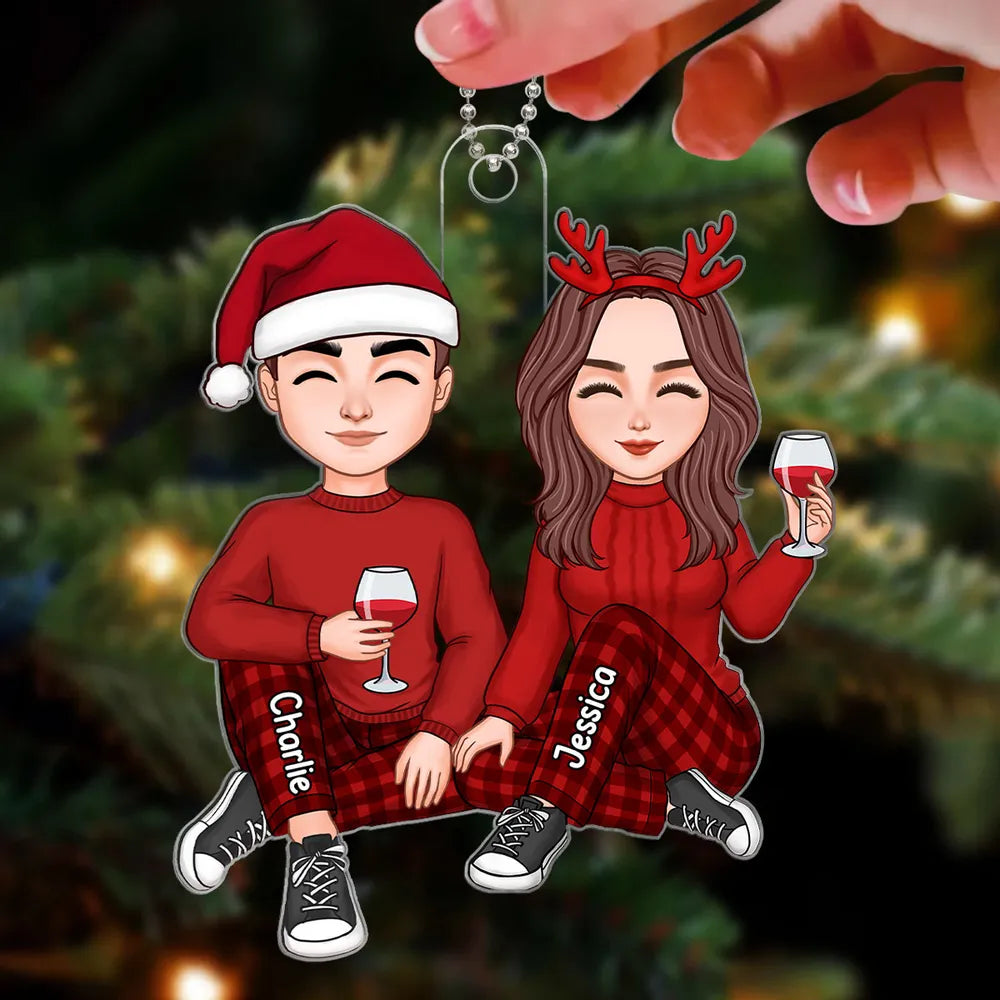 Cute Couple Christmas Gift For Him For Her Personalized Acrylic Ornament or Keychain or Plaque