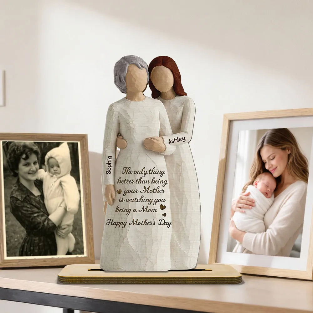 Custom 2-Layer Wooden Plaque with Sweet Motherhood Message - Meaningful New Mom Gift for Nursery or Living Room
