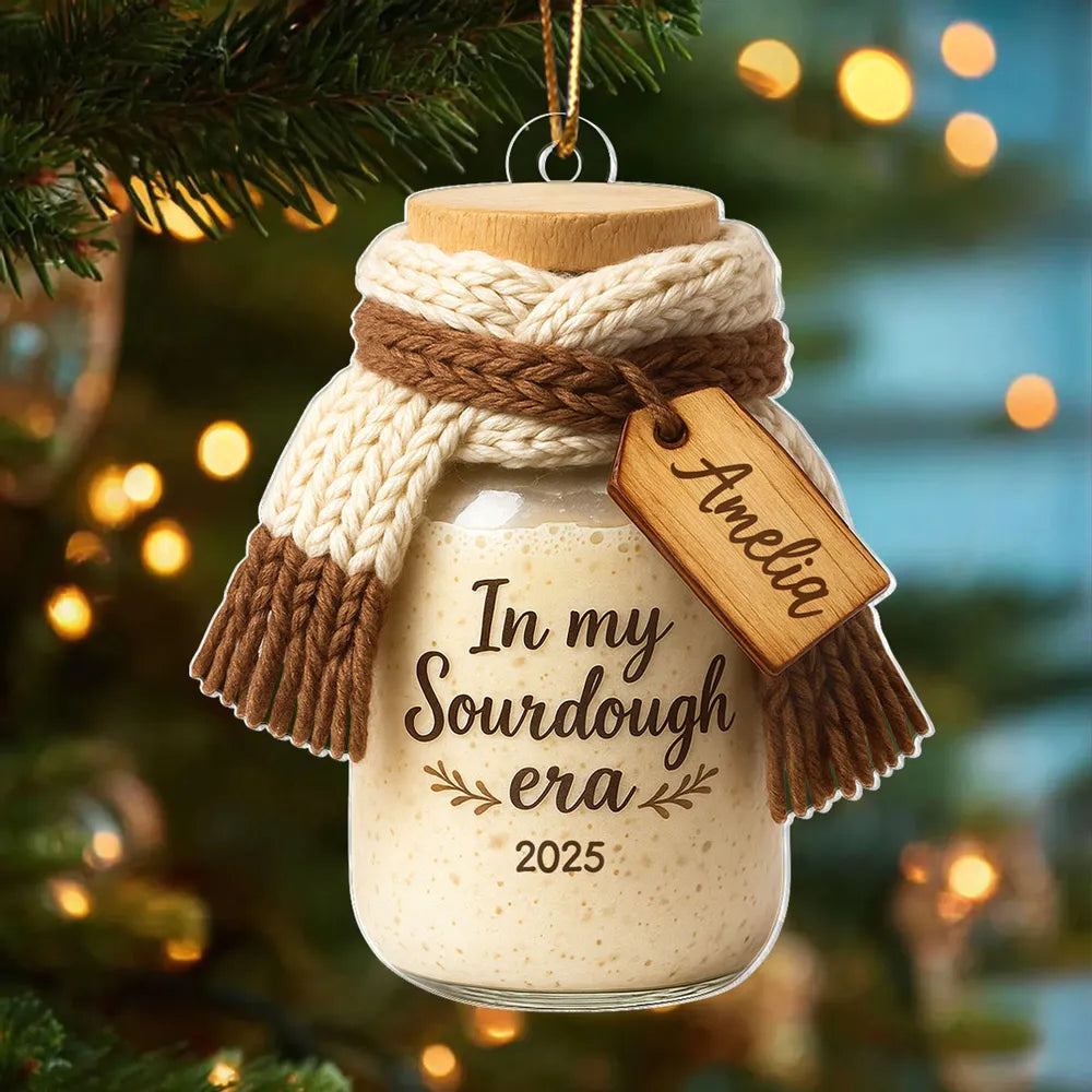 Personalized Acrylic Ornament In My Sourdough Era Cute Jar Design Christmas Tree Decor Unique Gift for Bakers