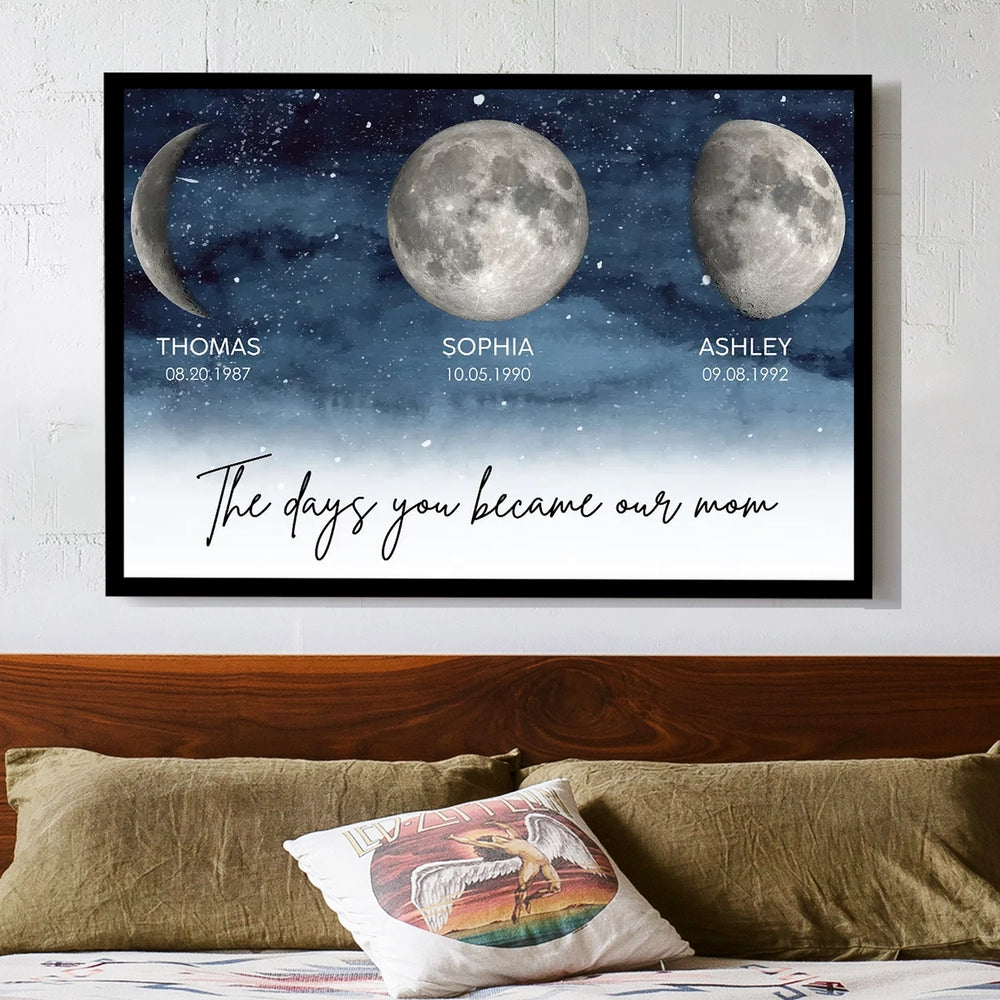 Custom Starry Night Poster Moon Phases for Dad A Meaningful Family Keepsake Wall Decor Gift