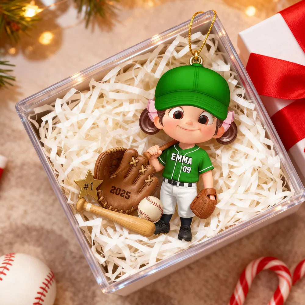 Custom Baseball Player Acrylic Ornament – Perfect Christmas Gift to Celebrate Kids' Passion for Sports