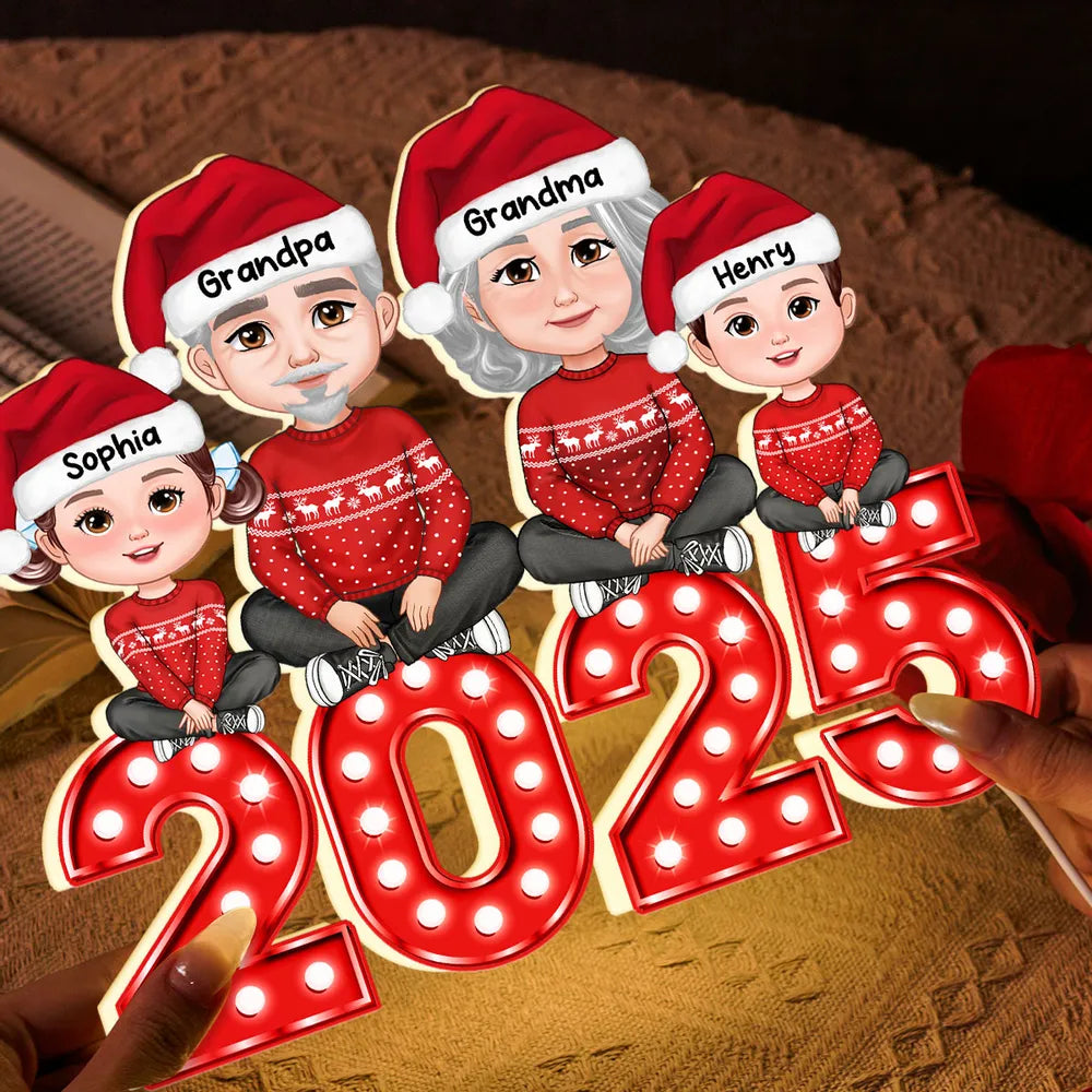 Christmas Grandparents & Grandkids Acrylic Light Box with Marquee Numbers, soft warm glow, unique gift for Grandma & Grandpa