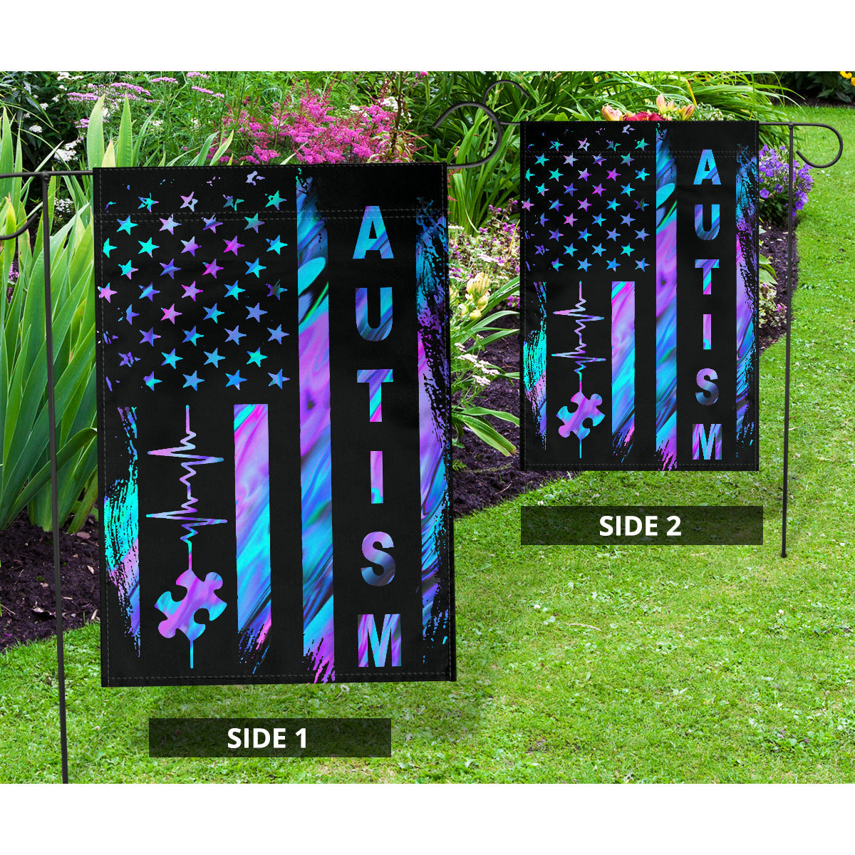Autism Awareness American Flag Autism Awareness Garden Flag 0622