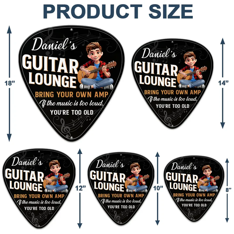 Custom Shaped Metal Sign for Guitar Lovers - Funny Guitar Lounge Wall Decor, Unique Gift for Musicians