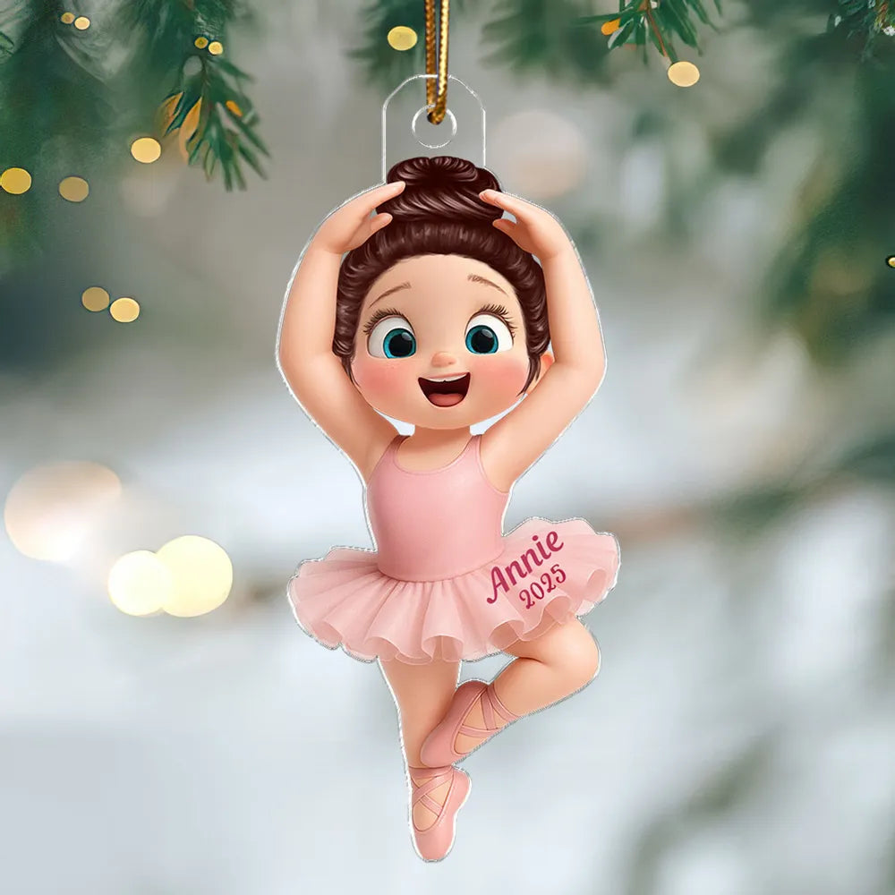 Ballet Girl Acrylic Ornament in Cute Cartoon Style for Christmas Tree Decoration, Warm Ambiance, Perfect Gift for Kids or Friends