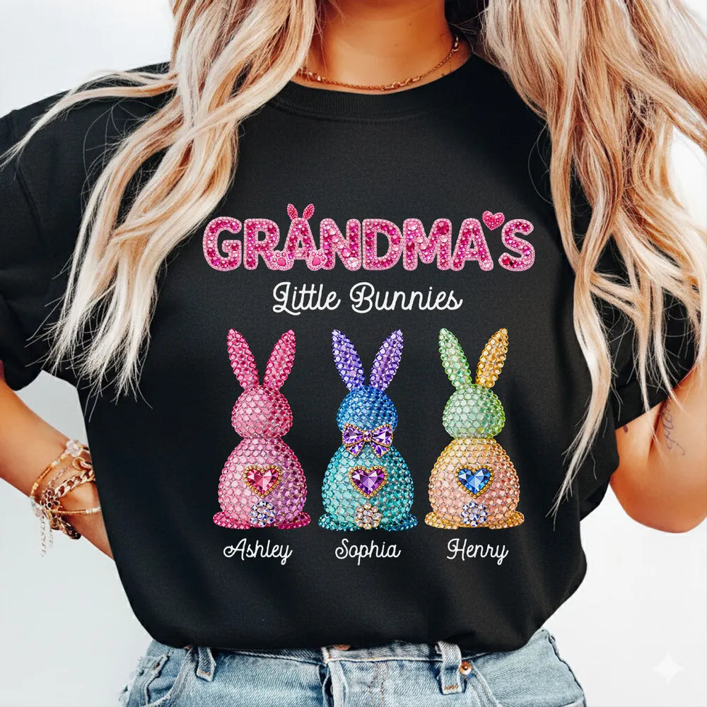 Personalized Grandma's Little Bunnies Classic Tee, Sparkly Easter Bunny Design, Unique Gift for Grandma