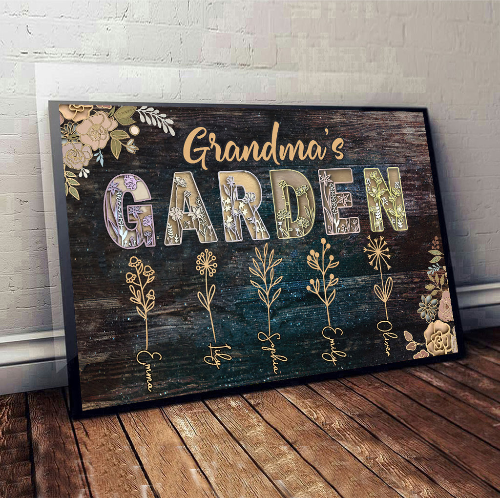 Grandma's Garden - Gift for grandma, mom - Personalized Canvas And Poster
