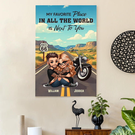 My Favorite Place Is Next To You – Personalized Poster Or Canvas For Couple, Romantic Road Trip Gift