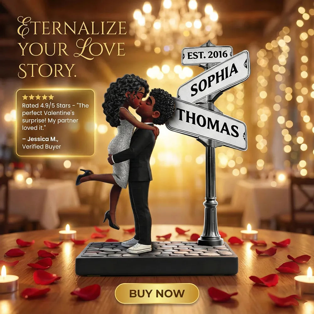 Eternal Love Personalized 2-Layer Wooden Plaque With Hugging Kissing Couple, Sweet Keepsake Gift For Him or Her