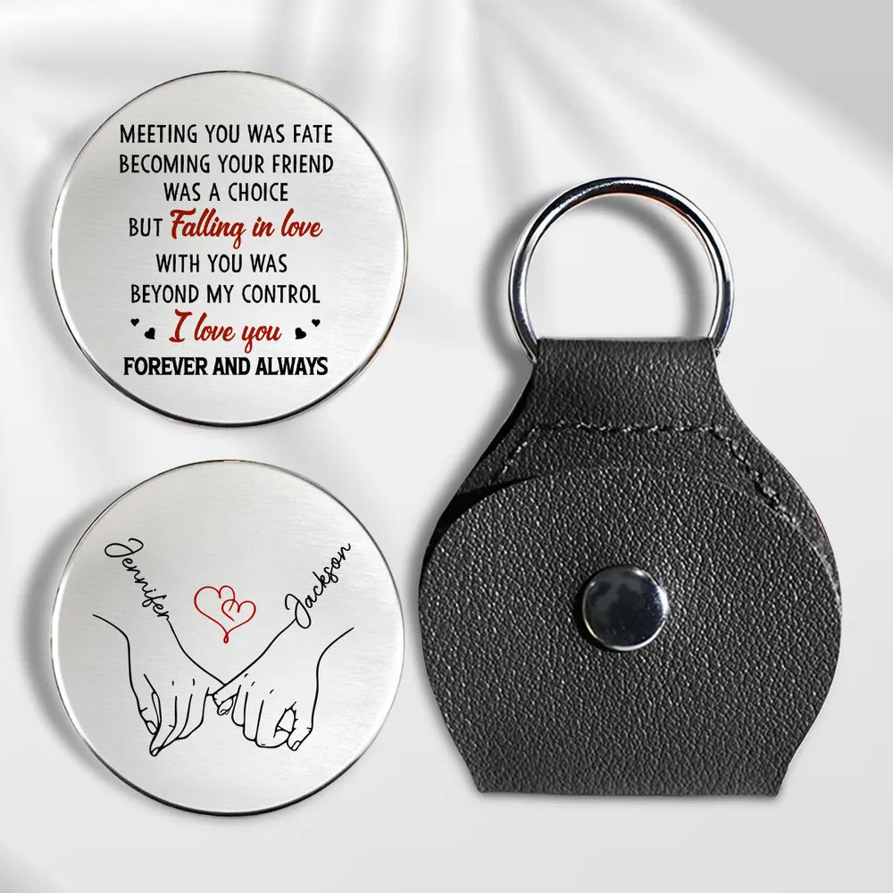 Personalized Pocket Hug Token Keychain Gift for Couple, Holding Hands Love Keepsake, Forever and Always