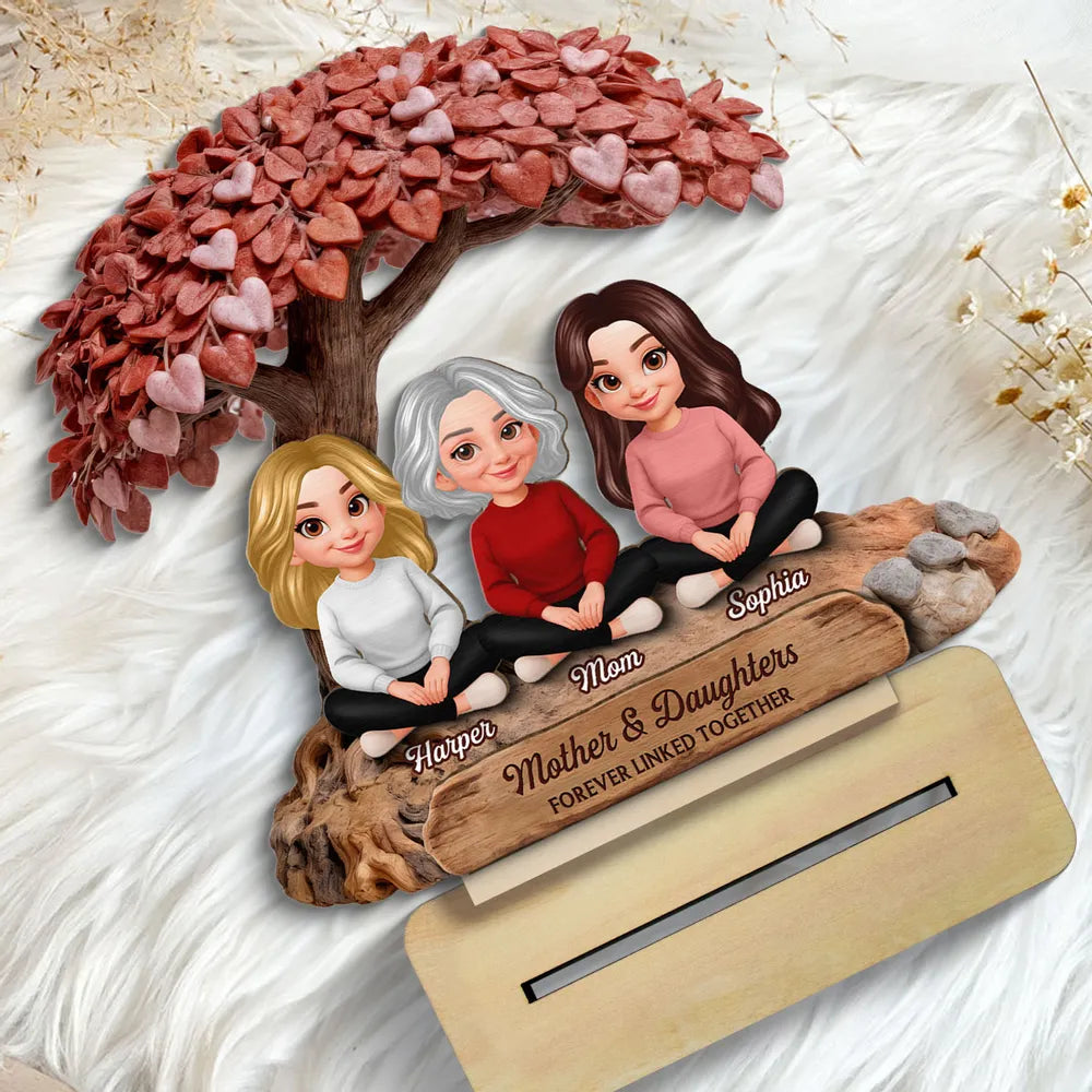 Personalized 2-Layer Wooden Plaque Heart Tree Family Scene for Mom, A Unique Mother's Day Gift With Sentimental Value