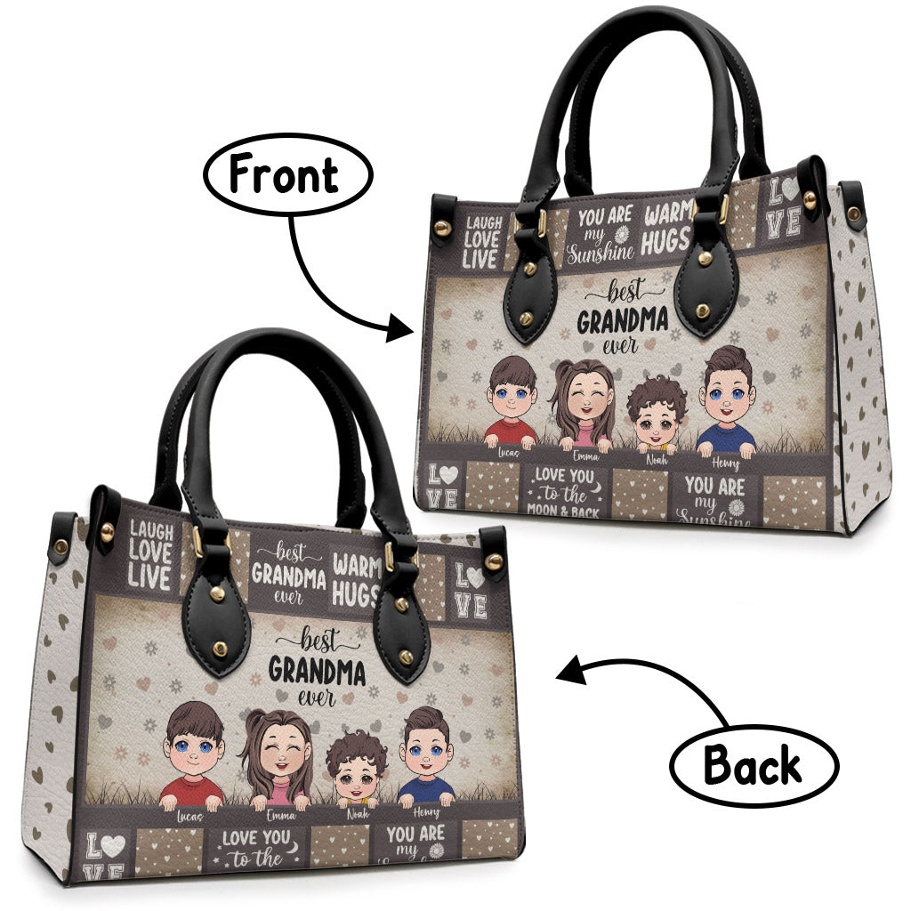 Best Grandma/ Mom Ever - Gift for grandma - Personalized Leather Handbag