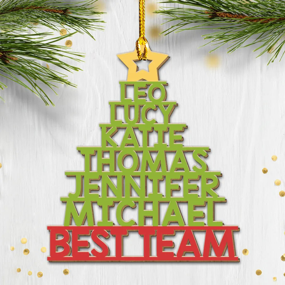 Personalized Acrylic Ornament Christmas Tree With Team Names, Festive Office Decor & Unique Holiday Gift