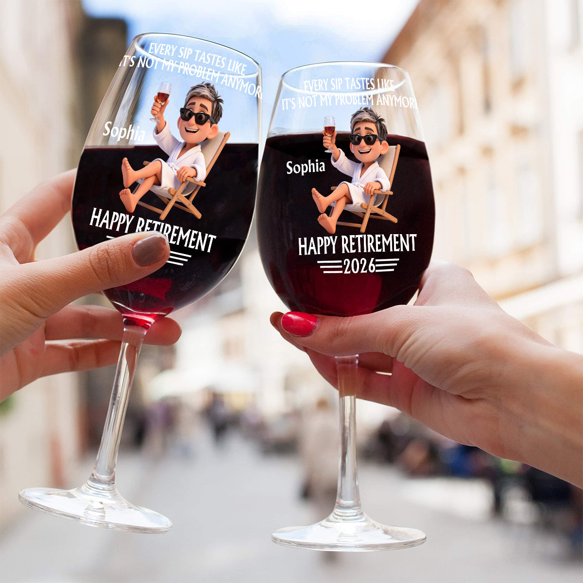 Happy Retirement Gift - Personalized Retired Wine Glass With Long Stem