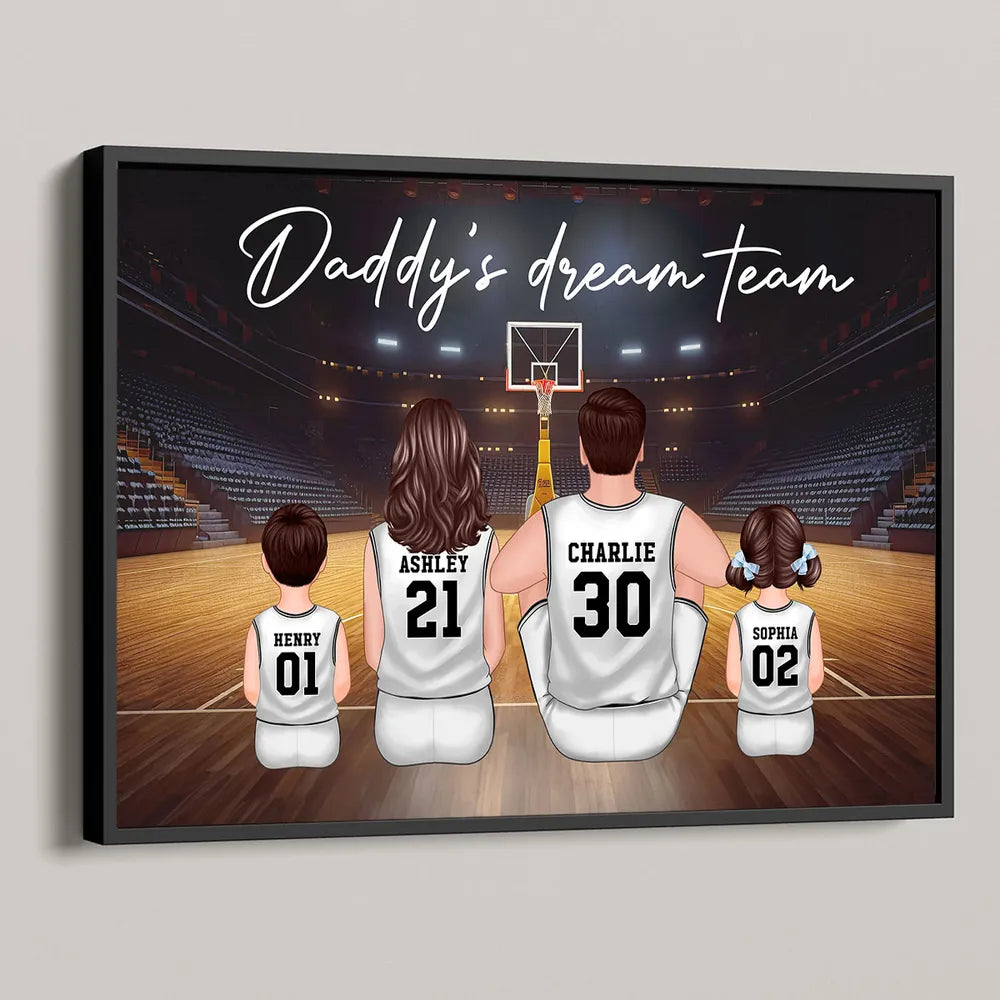 “Daddy’s Dream Team” Personalized Basketball Poster / Canvas – Heartfelt Father’s Day Gift for Dad