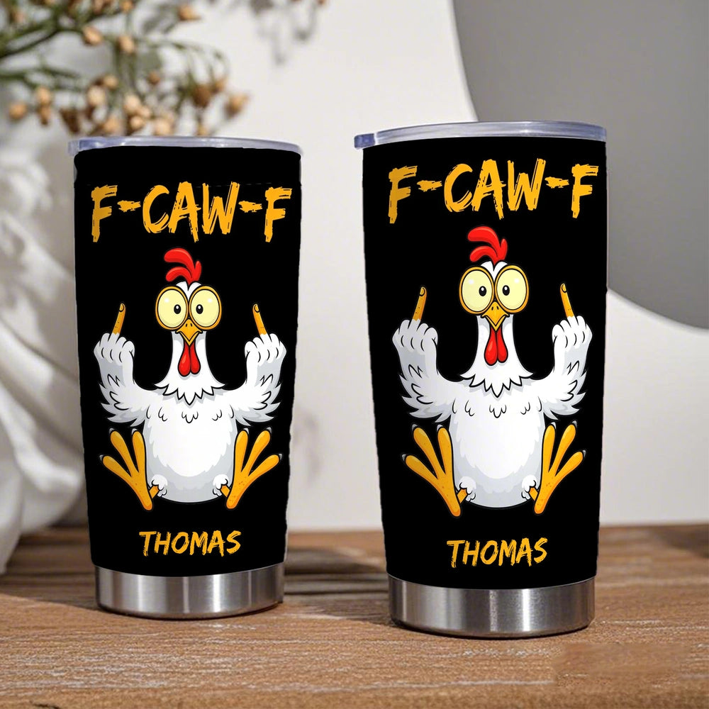 Personalized Insulated Travel Tumbler with Funny Chicken Art, Custom Name, Travel Friendly Mug, Unique Gift for Coffee Lovers